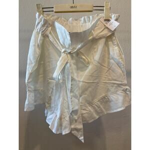 Saks Fifth Avenue Ruffled Shorts Womens SIze L Large Coastal Flowy White New